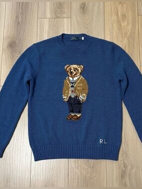 Polo by Ralph Lauren Navy Intarsia Bear Crewneck Sweater